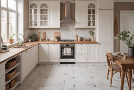 Carrelage effet marbre dans la cuisine : luxe discret et entretien simplifié